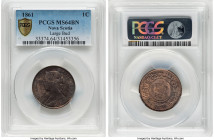 Nova Scotia. Victoria Cent 1861 MS64 Brown PCGS, London mint, KM8.1. Large Rosebud variety. A wholly respectable and neatly struck near-Gem offering. ...