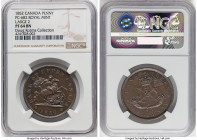 Upper Canada. Bank of Upper Canada Proof "Large 2" Penny Token 1852 PR64 Brown NGC, Royal mint, KM-Tn3, PC-6B2. Large "2" variety. Medal alignment. Di...