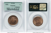 Victoria Cent 1888 MS65 Red PCGS, London mint, KM7. A strong Gem selection revealing admirable brilliance to obverse fields at the tilt of the wrist, ...