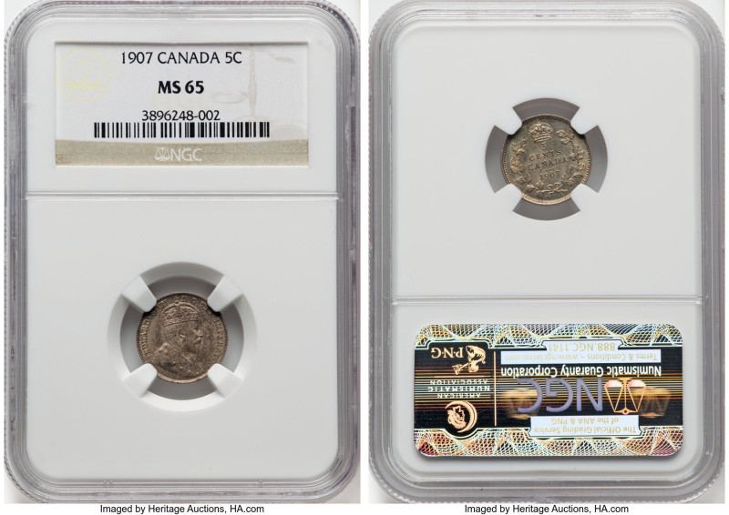 Edward VII 5 Cents 1907 MS65 NGC, London mint, KM13. HID09801242017 © 2024 Herit...