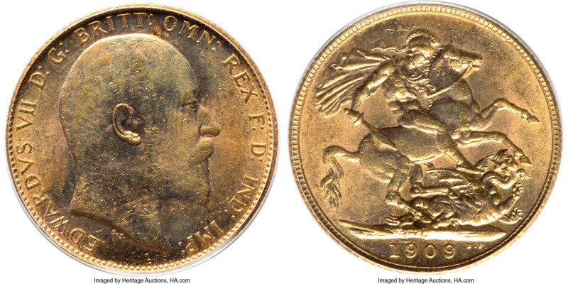 Edward VII gold Sovereign 1909-C MS61 PCGS, Ottawa mint, KM14. A low mintage Min...