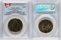 Elizabeth II gold "Maple Leaf" 200 Dollars (1 oz) 2007 MS69 PCGS, Royal Canadian mint, KM750. .99999 fine. First Strike. HID09801242017 © 2024 Heritag...