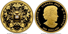Elizabeth II gold Proof "Forevermark Black Label Cushion-Cut Diamond" 200 Dollars 2022 PR69 Ultra Cameo NGC, Royal Canadian mint. Mintage: 350. Featur...