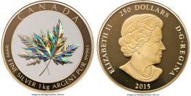 Elizabeth II silver Proof Hologram "Maple Leaf Forever" 250 Dollars (1 Kilo) 2015 PR68 Ultra Cameo NGC, Royal Canadian mint, Mintage: 500. Accompanied...