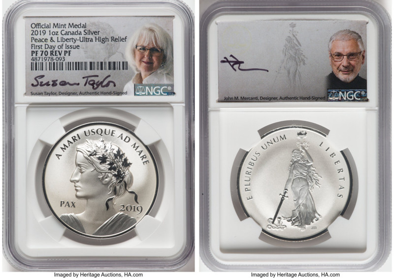 Elizabeth II silver Reverse Proof Ultra High Relief "Peace & Liberty" Mint Medal...