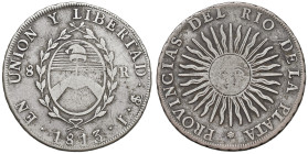 Argentina. Provincia di Rio de la Plata. Da 8 reales 1813-J AG. KM 5. q.BB