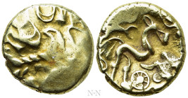 BRITAIN. Atrebates and Regni. Uninscribed. GOLD Stater (Circa 55-45 BC). Selsey Two-Faced (Remic Qa) type