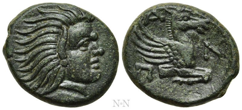 CIMMERIAN BOSPOROS. Pantikapaion. Ae (Circa 340-325 BC). 

Obv: Head of Pan ri...