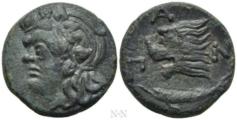 CIMMERIAN BOSPOROS. Pantikapaion. Ae (Circa 310-304/3 BC). 

Obv: Head of saty...