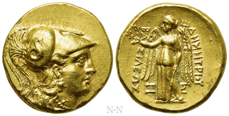 KINGS OF MACEDON. Demetrios I Poliorketes (306-283 BC). GOLD Stater. Amphipolis....