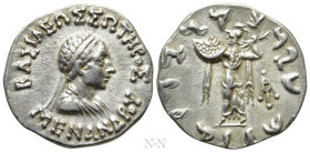 BAKTRIA. Indo-Greek Kingdom. Menander I Soter (Circa 155-130 BC). Drachm