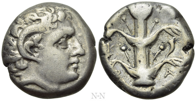 KYRENAICA. Kyrene. Time of Magas (Circa 294-275 BC). Didrachm. 

Obv: Horned h...