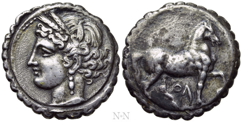 CARTHAGE. Third Punic War (Circa 149-146 BC). Serrate BI Double Shekel. 

Obv:...