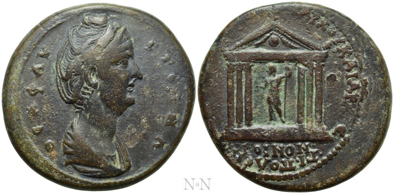 IONIA. Koinon of the Thirteen Cities. Diva Faustina I (Died 140/1). Ae Medallion...