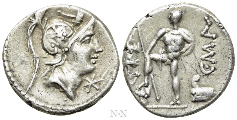 C. MALLEOLUS C. F. Denarius (118 BC). Rome. 

Obv: Helmeted head of Mars right...