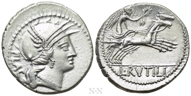 L. RUTILIUS FLACCUS. Denarius (77 BC). Rome. 

Obv: FLAC. 
Helmeted head of R...