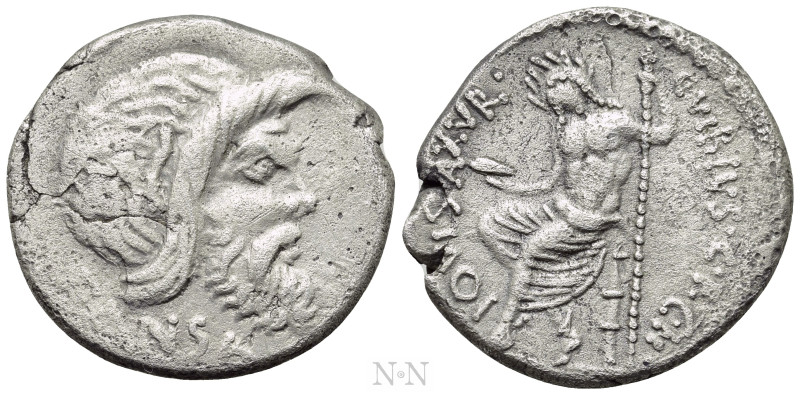 C. VIBIUS C.F. CN. PANSA CAETRONIANUS. Denarius (48 BC). Rome. 

Obv: PANSA. ...