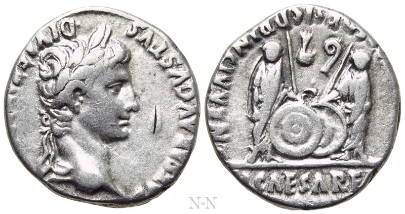 AUGUSTUS (27 BC-14 AD). Denarius. Lugdunum. 

Obv: CAESAR AVGVSTVS DIVI F PATE...