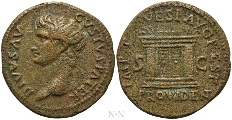 DIVUS AUGUSTUS (Died 14). Dupondius. Rome. Struck under Titus. 

Obv: DIVVS AV...