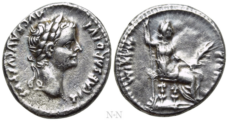 TIBERIUS (14-37). Denarius. "Tribute Penny" type. Lugdunum. 

Obv: TI CAESAR D...