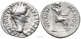 TIBERIUS (14-37). Denarius. "Tribute Penny" type. Lugdunum