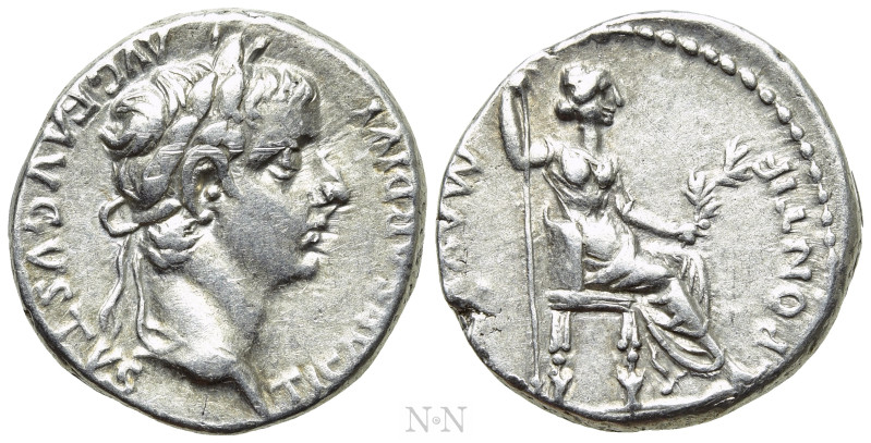 TIBERIUS (14-37). Denarius. "Tribute Penny" type. Lugdunum. 

Obv: TI CAESAR D...