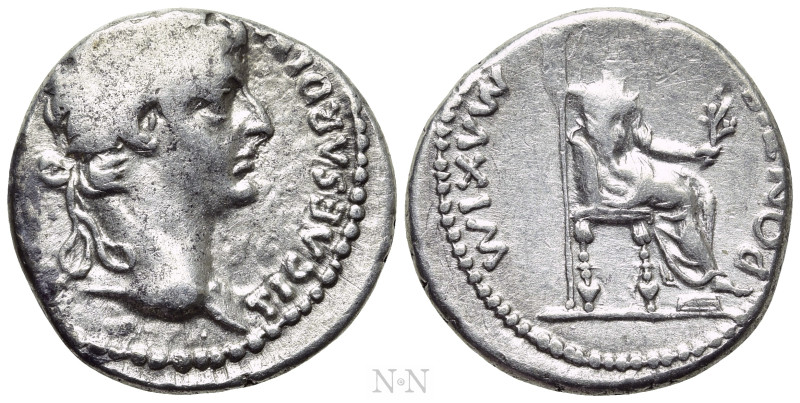 TIBERIUS (14-37). Denarius. "Tribute Penny" type. Lugdunum. 

Obv: TI CAESAR D...