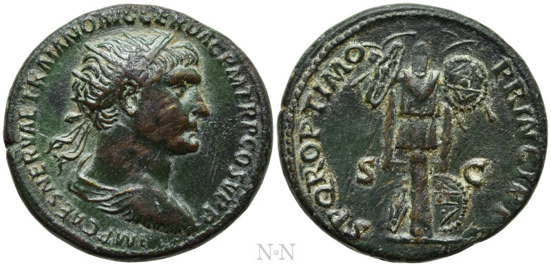 TRAJAN (98-117). Dupondius. Rome. 

Obv: IMP CAES NERVAE TRAIANO AVG GER DAC P...
