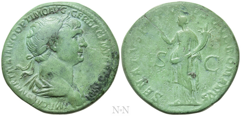 TRAJAN (98-117). Sestertius. Rome. 

Obv: IMP CAES NER TRAIANO OPTIMO AVG GER ...