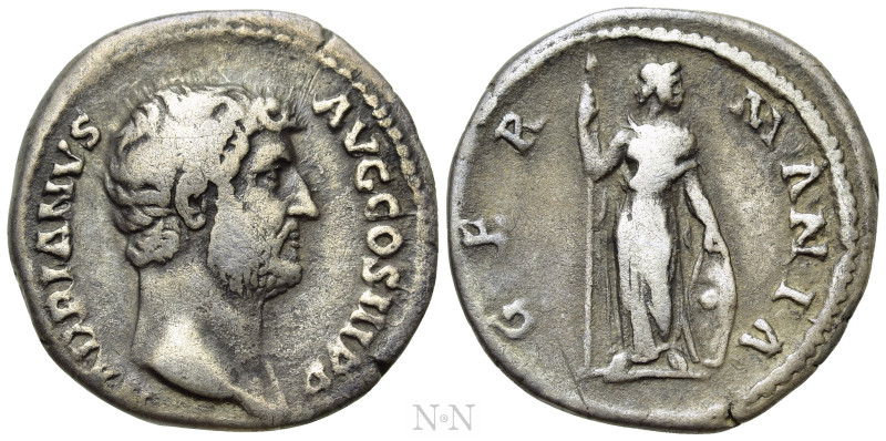 HADRIAN (117-138). Denarius. Rome. "Travel Series" issue. 

Obv: HADRIANVS AVG...