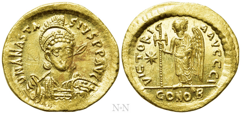 ANASTASIUS I (491-518). GOLD Solidus. Constantinople. 

Obv: D N ANASTASIVS P ...