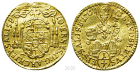 AUSTRIA. Salzburg. Johann Ernst von Thun (1667-1709). GOLD 1/4 Ducat (1707)