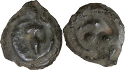Greek Italy. Umbria, Iguvium. AE Cast Uncia, 280-240 BC. Obv. Bunch of grapes within raised circle. Rev. Cornucopiae turned around central pellet. Vec...