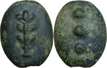 Greek Italy. Uncertain Umbria or Etruria. AE Cast Quadrans, 3rd century BC. Obv. Club. Rev. Three pellets. HN Italy 53; Haeberlin pl. 81, nn. 33-35; V...