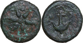Etruria. Inland Etruria, uncertain mint. AE Uncia, 3rd century BC, uncertain mint. Obv. Wheel with six spokes; in field, pellet. Rev. Anchor; in field...
