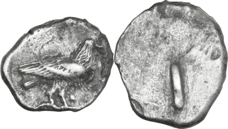 Greek Italy. Etruria, Populonia. AR Unit, late 5th century BC. Obv. Eagle with c...