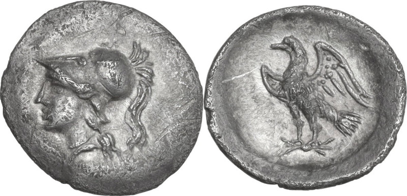 Greek Italy. Central Italy, Alba Fucens. AR Obol, c. 280-275 BC. Obv. Head of Mi...