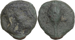Greek Italy. Samnium, Southern Latium and Northern Campania, Meles. AE Cast Semuncia, Time of Hannibal c. 216-210 BC. Obv. Beardless male head right. ...