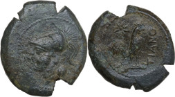 Greek Italy. Samnium, Southern Latium and Northern Campania, Teanum Sidicinum. AE. c. 265-250 BC. Obv. Head of Minerva left, wearing crested Corinthia...