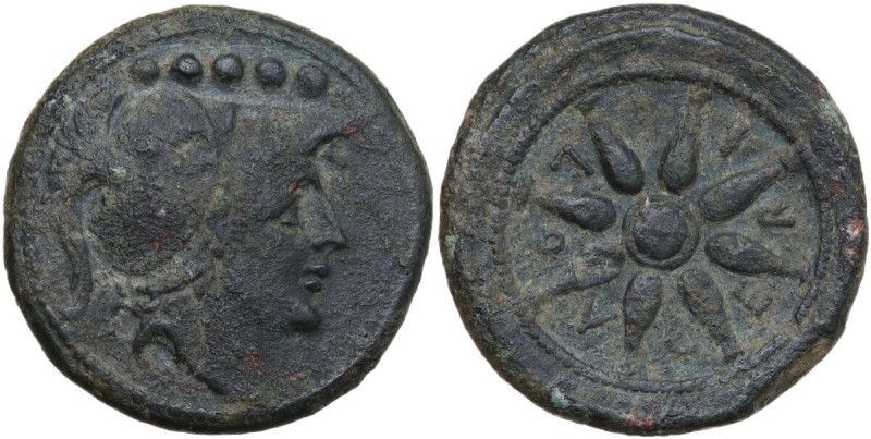 Greek Italy. Northern Apulia, Luceria. AE Quincunx, c. 211-200 BC. Obv. Head of ...