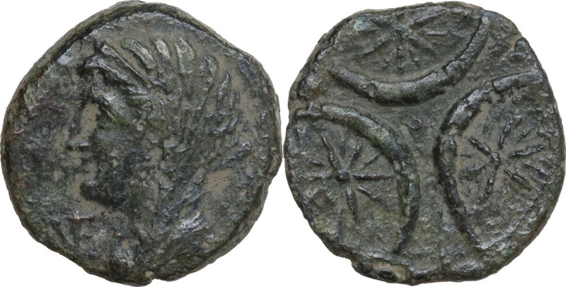 Greek Italy. Northern Apulia, Venusia. AE Teruncius, c. 210-200 BC. Obv. Veiled ...