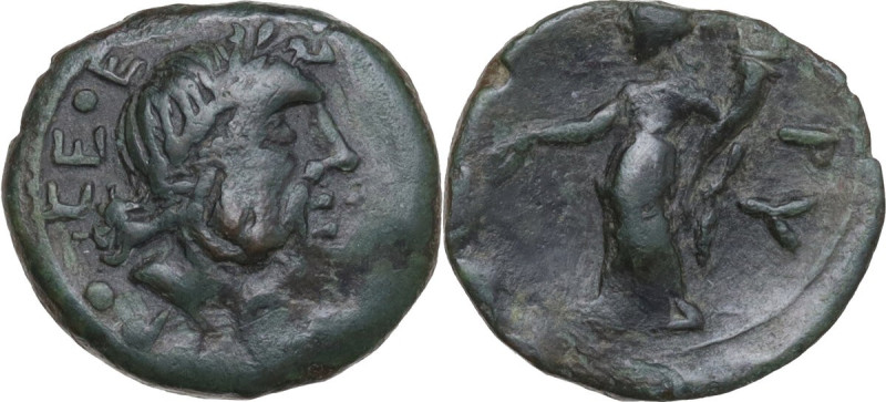 Greek Italy. Southern Apulia, Rubi. AE 15 mm. c. 300-225 BC. Obv. ΓP. CE. E. Lau...