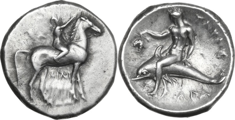 Greek Italy. Southern Apulia, Tarentum. AR Nomos, c. 302-290 BC. Philiarchos, Sa...