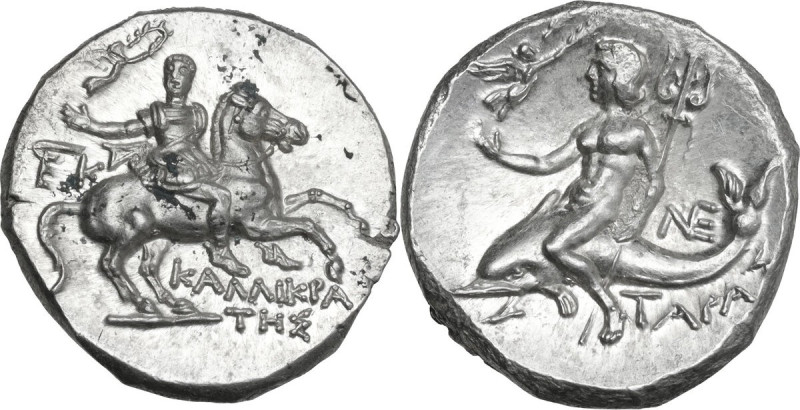 Greek Italy. Southern Apulia, Tarentum. AR Nomos, c. 240-228 BC. Kallikrates mag...