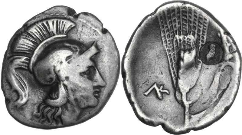 Greek Italy. Southern Lucania, The Lucanians. AR Drachm, c. 280-278 BC. Obv. Hel...
