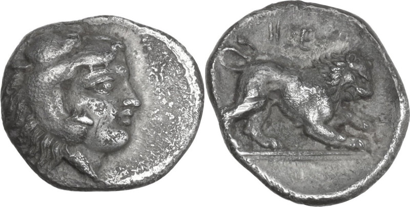 Greek Italy. Southern Lucania, Heraclea. AR Diobol, c. 432-420 BC. Obv. Beardles...