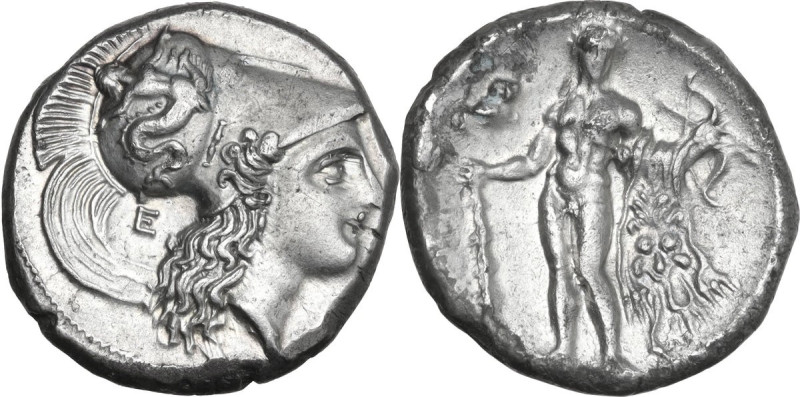 Greek Italy. Southern Lucania, Heraclea. AR Stater, 281-278 BC. Obv. |-HPAKΛHIΩN...