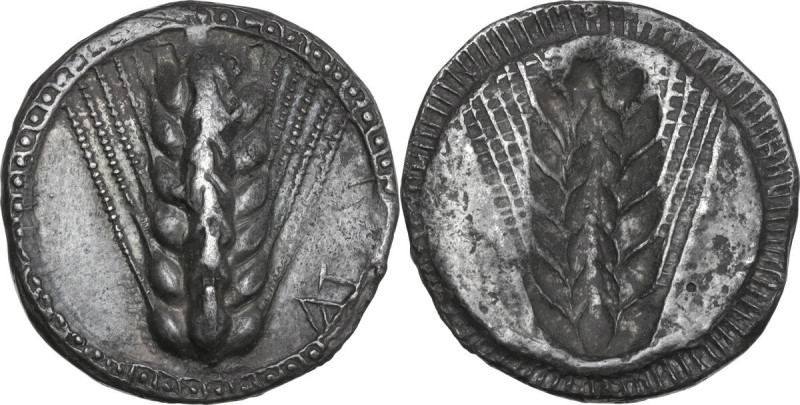 Greek Italy. Southern Lucania, Metapontum. AR Nomos, c. 540-510 BC. Obv. ΜΕΤΑ (r...