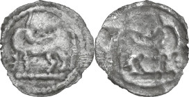 Greek Italy. Southern Lucania, Sybaris. AR Obol, c. 530-510 BC. Obv. Bull standing left, head to right. Rev. Incuse of obverse. HN Italy -, cf. 2133; ...