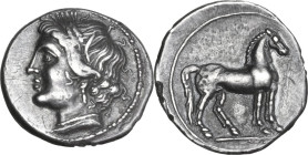 Greek Italy. Bruttium, Carthaginians in South-West Italy. AR Quarter Shekel, c. 215-205 BC. Second Punic War issue. Uncertain Punic mint in Bruttium (...